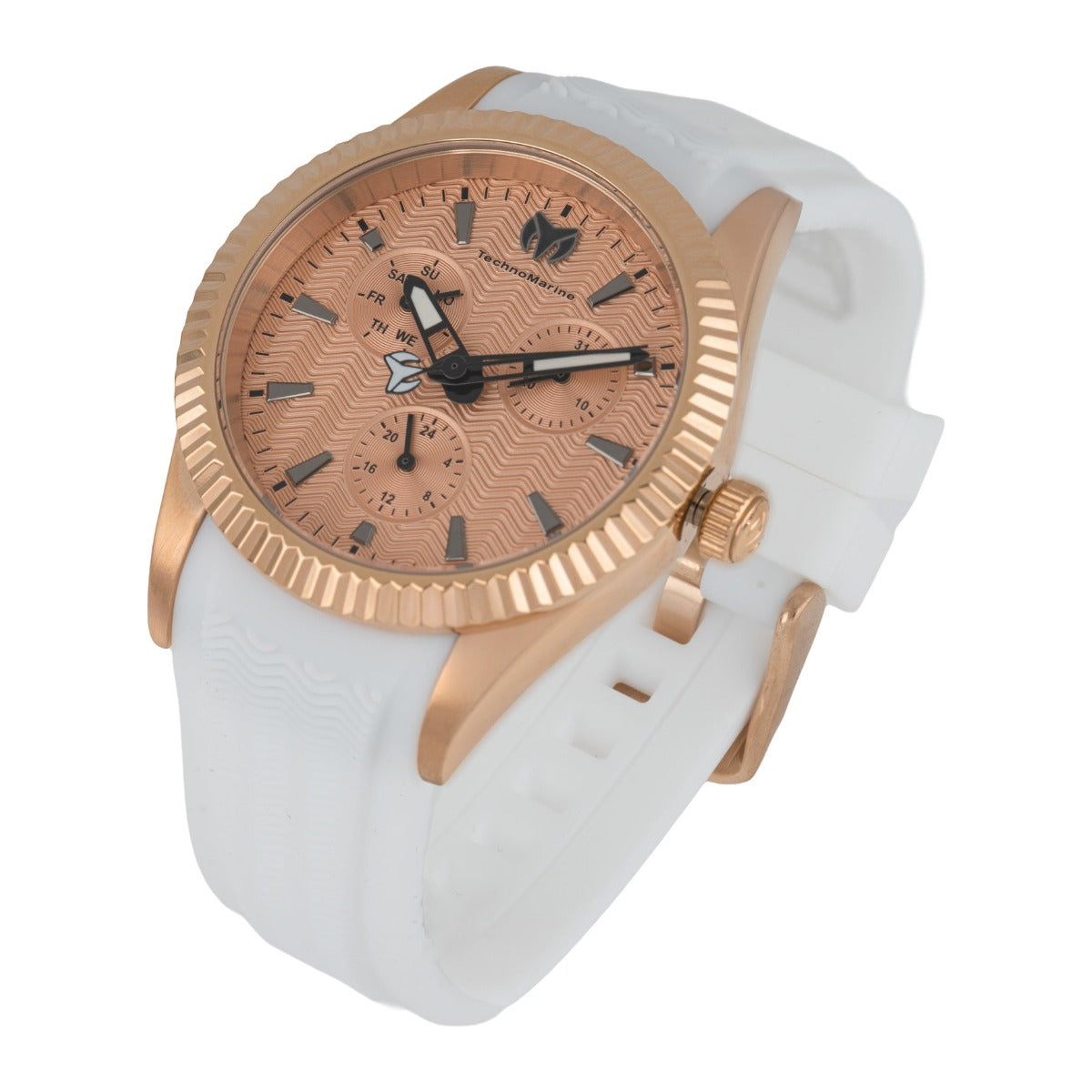 Reloj Technomarine TM-724004 vista de lado con corona y correa