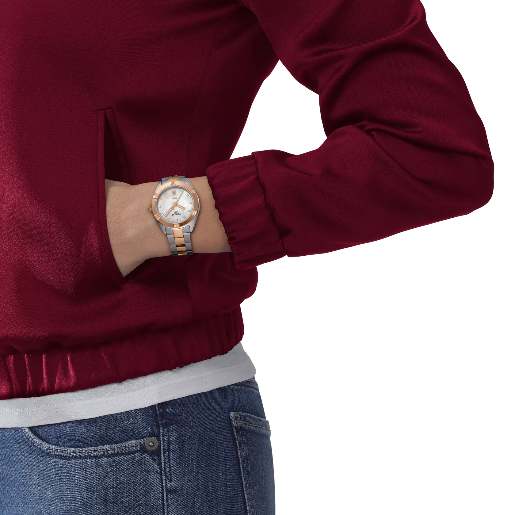 Reloj Tissot PR 100 Sport Chic Diamantes T101.910.22.116.00 - en muñeca