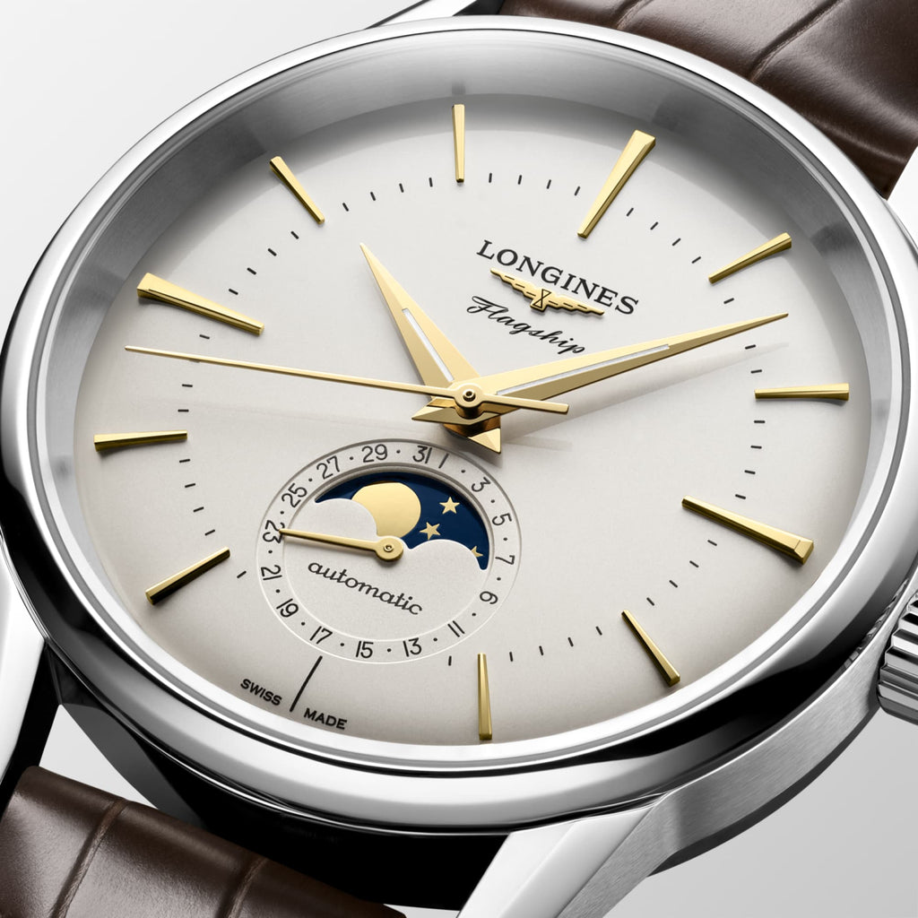 Reloj Longines Flagship Heritage Moonphase Automático Dial Marfil L4.815.4.78.2