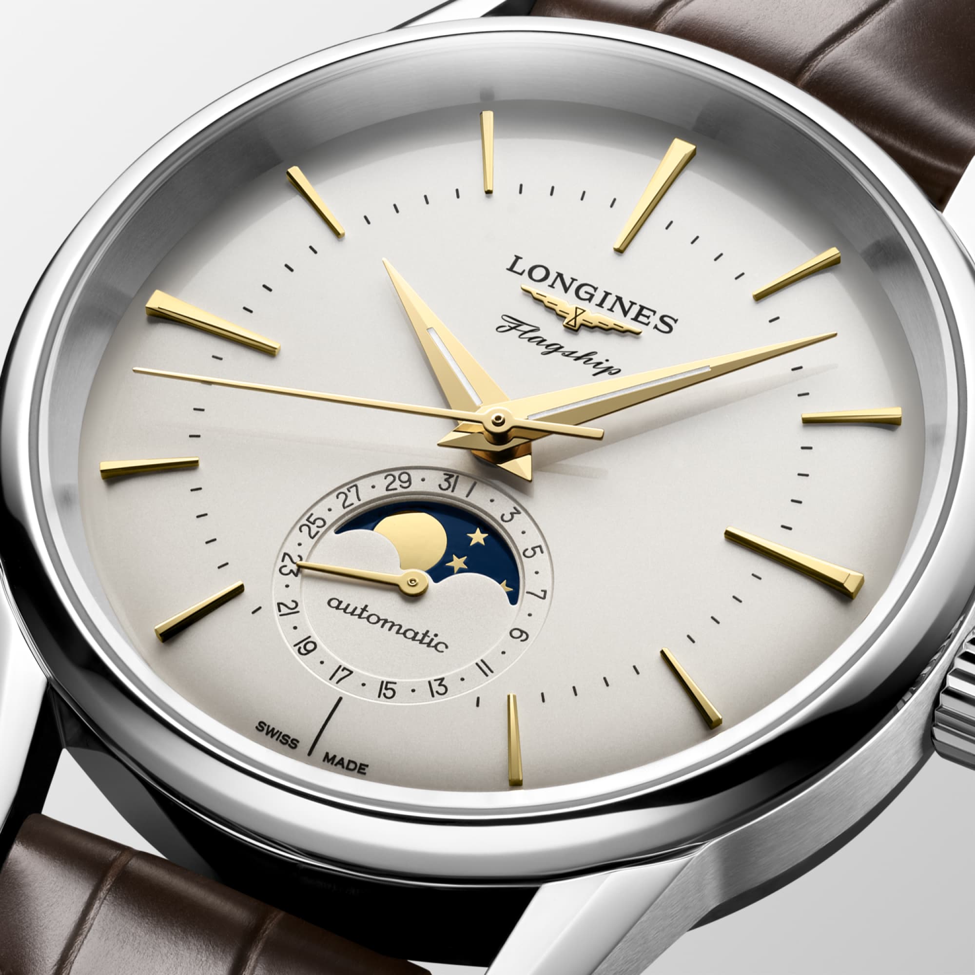 Reloj Longines Flagship Heritage Moonphase Automático Dial Marfil L4.815.4.78.2