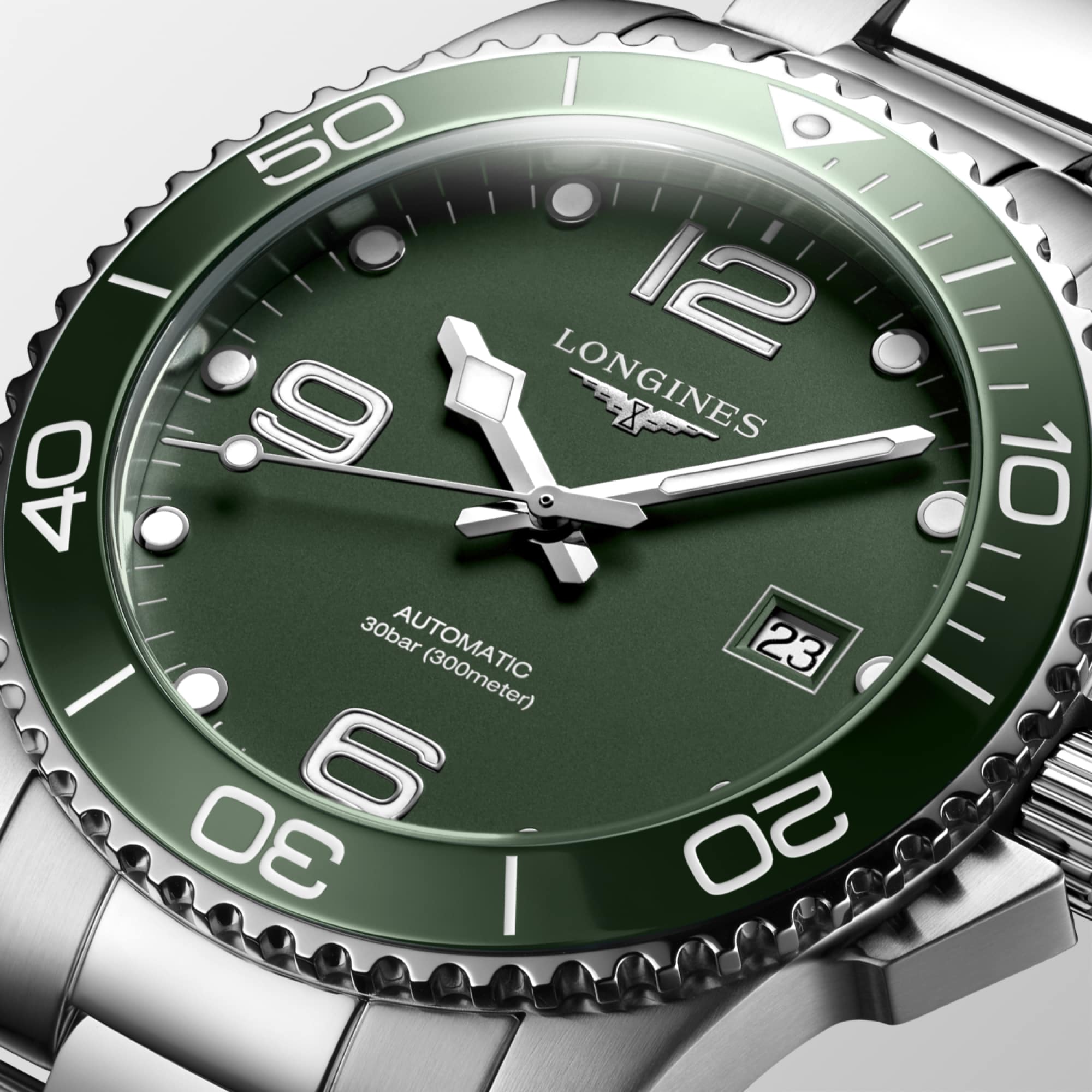 Reloj Longines HydroConquest Automático Bisel Cerámico Dial Verde L3.781.4.06.6