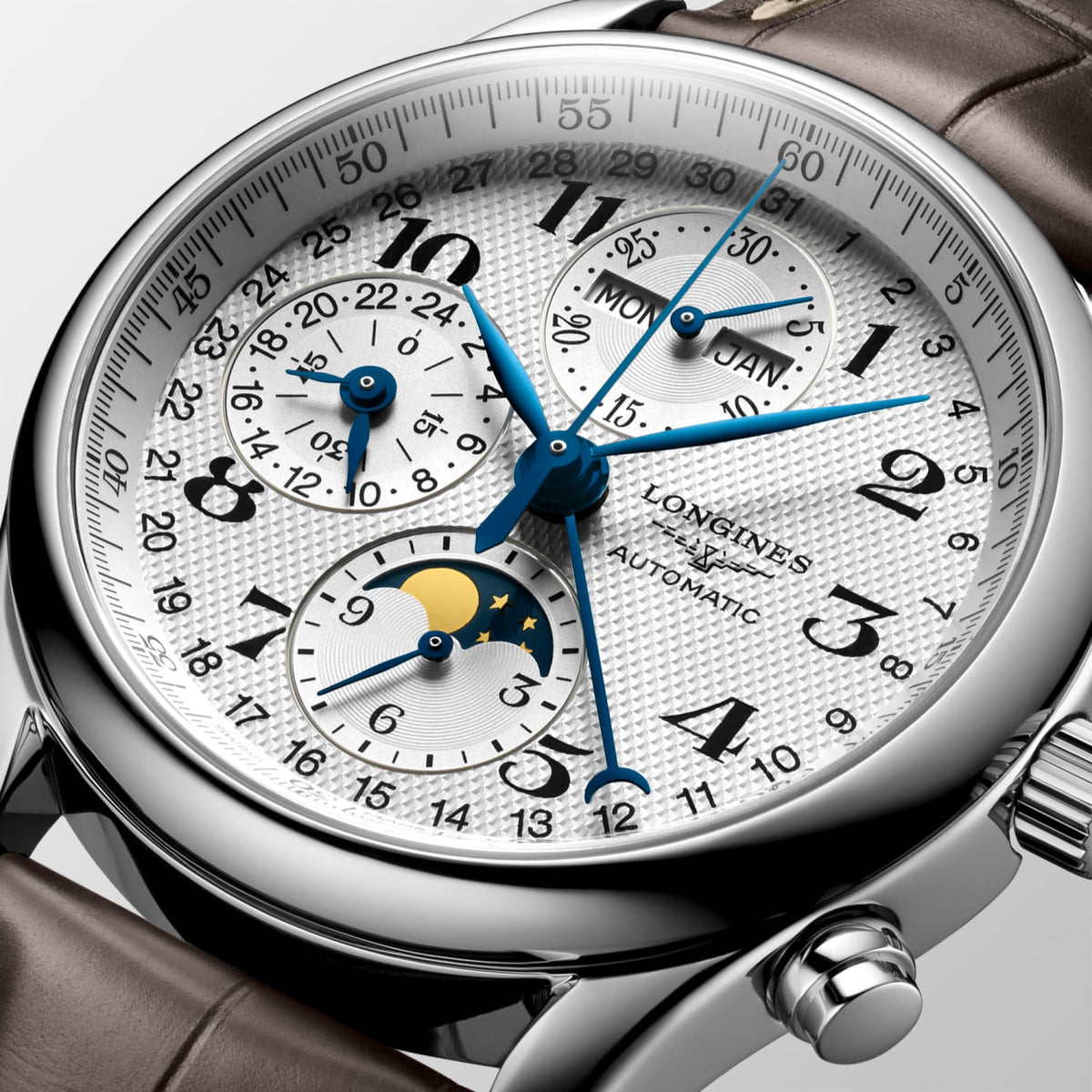 Reloj Longines Master Collection Complete Calendar Chrono Moonphase Correa Marrón L2.673.4.78.3
