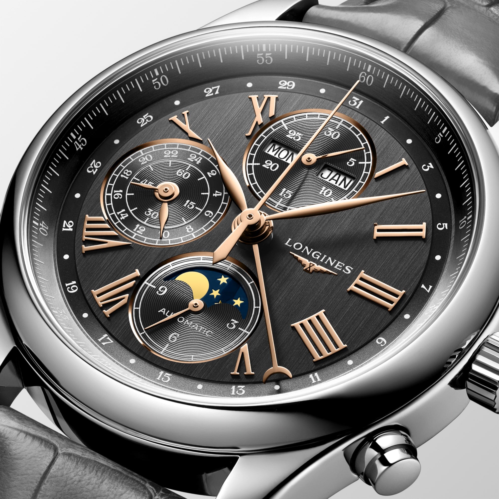 Reloj Longines Master Collection Chronograph Moonphase Dial Antracita L2.773.4.61.2