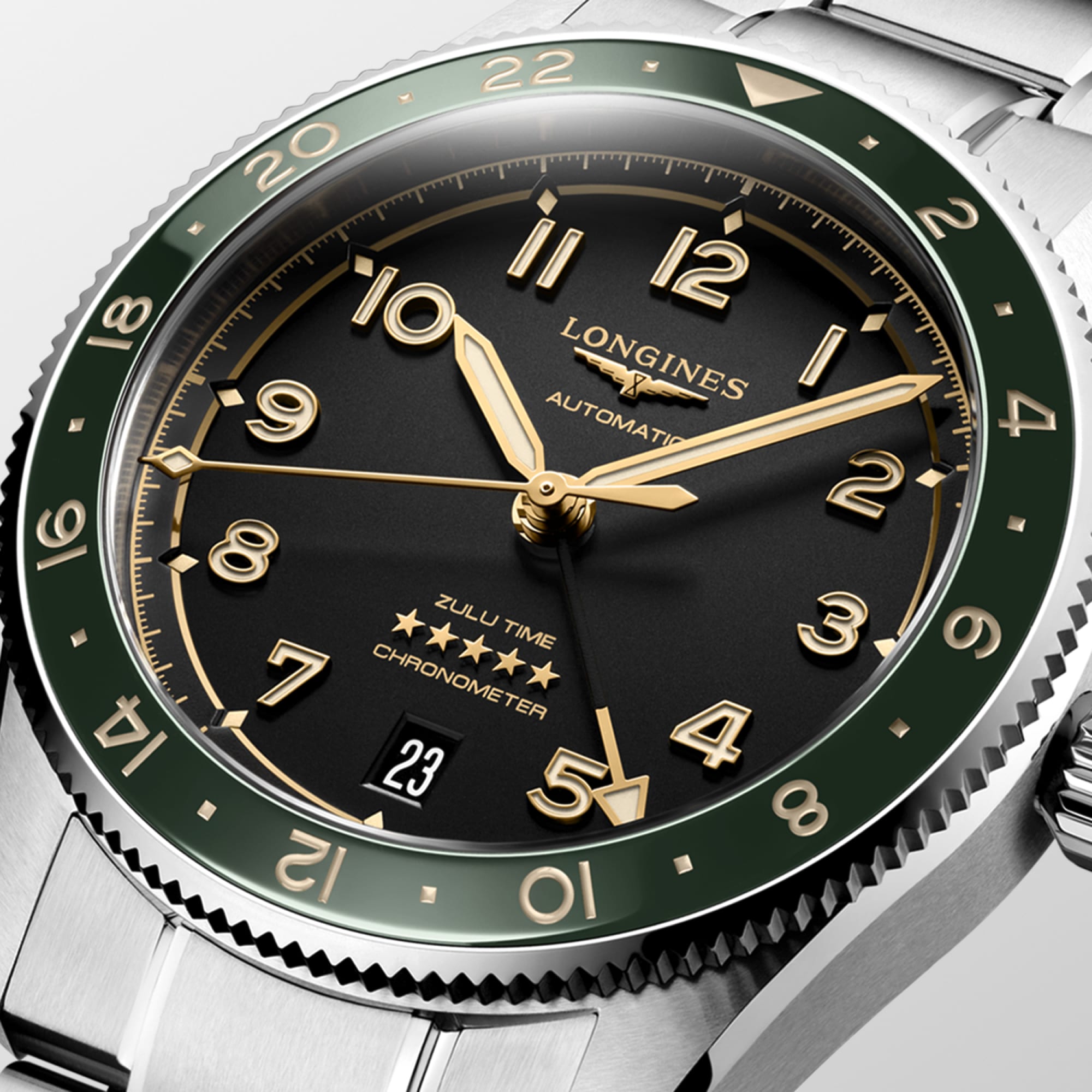 Reloj Longines Spirit Zulu Time Automático Dial Antracita L3.802.4.63.6