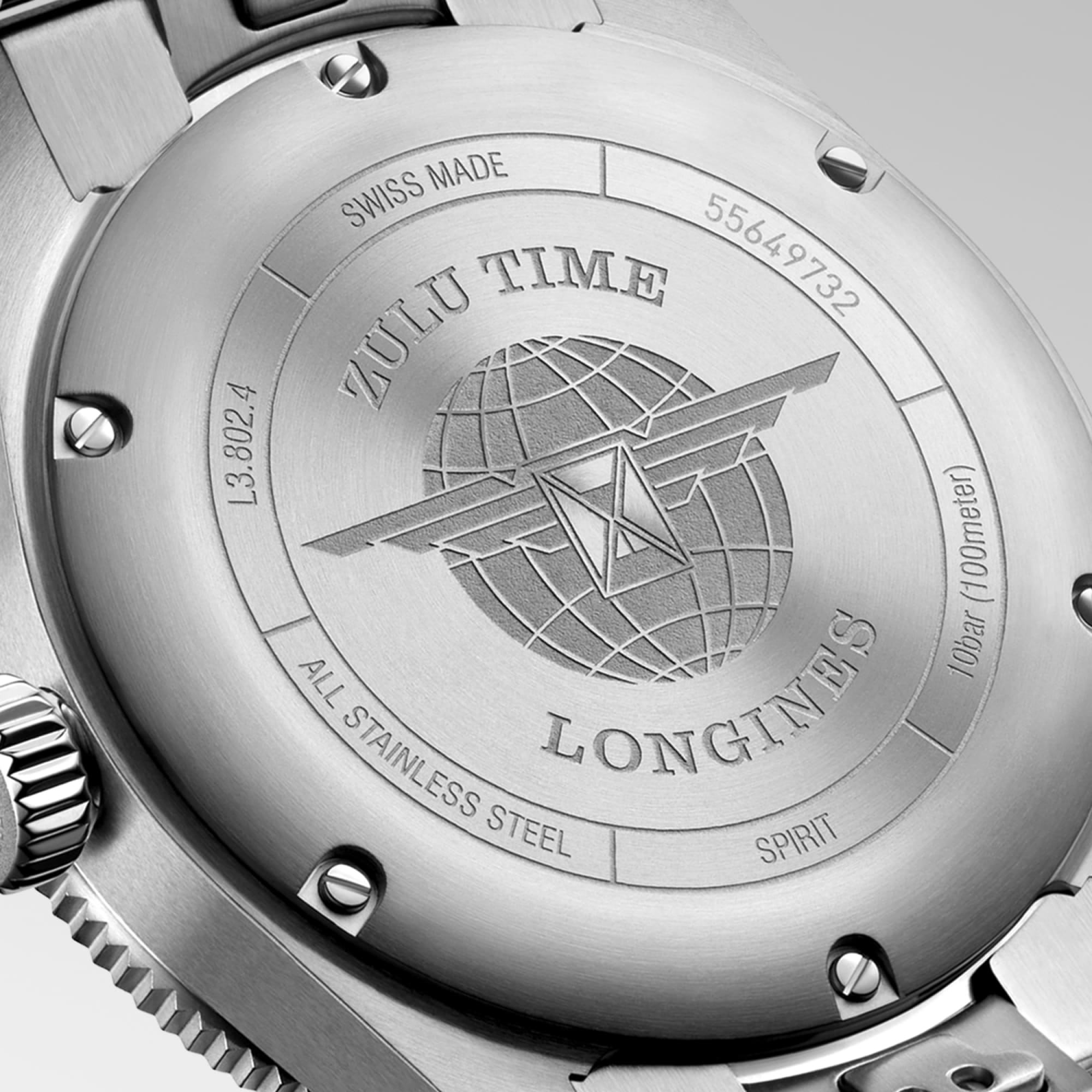 Reloj Longines Spirit Zulu Time Automático Dial Antracita L3.802.4.63.6