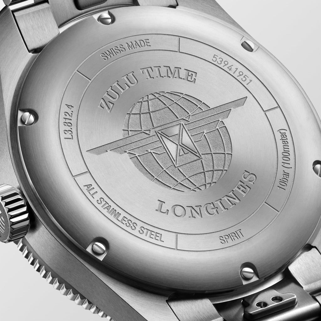 Reloj Longines Spirit Zulu Time 42mm Automático Dial Negro L3.812.4.50.6