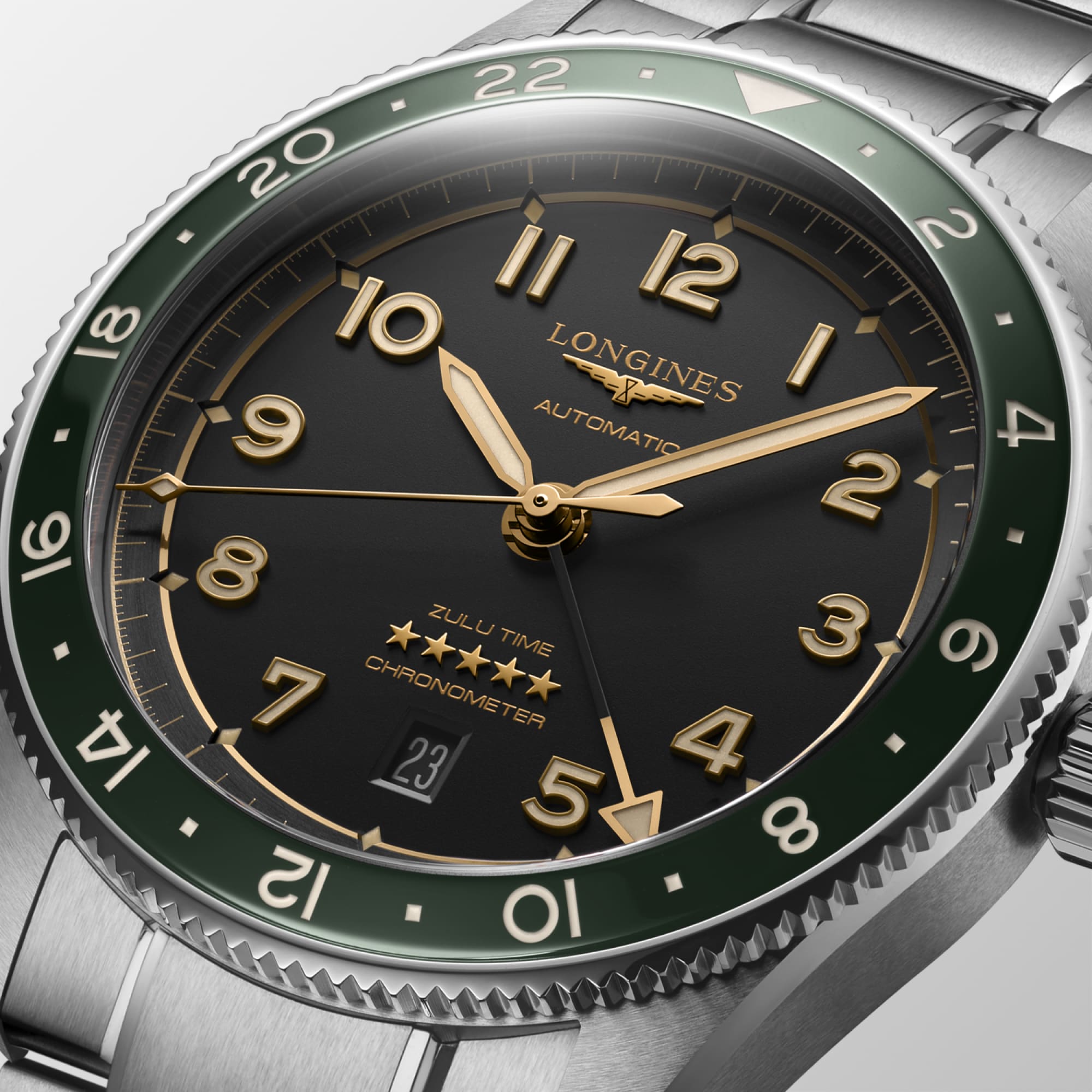 Reloj Longines Spirit Zulu Time 42mm Automático Dial Antracita L3.812.4.63.6