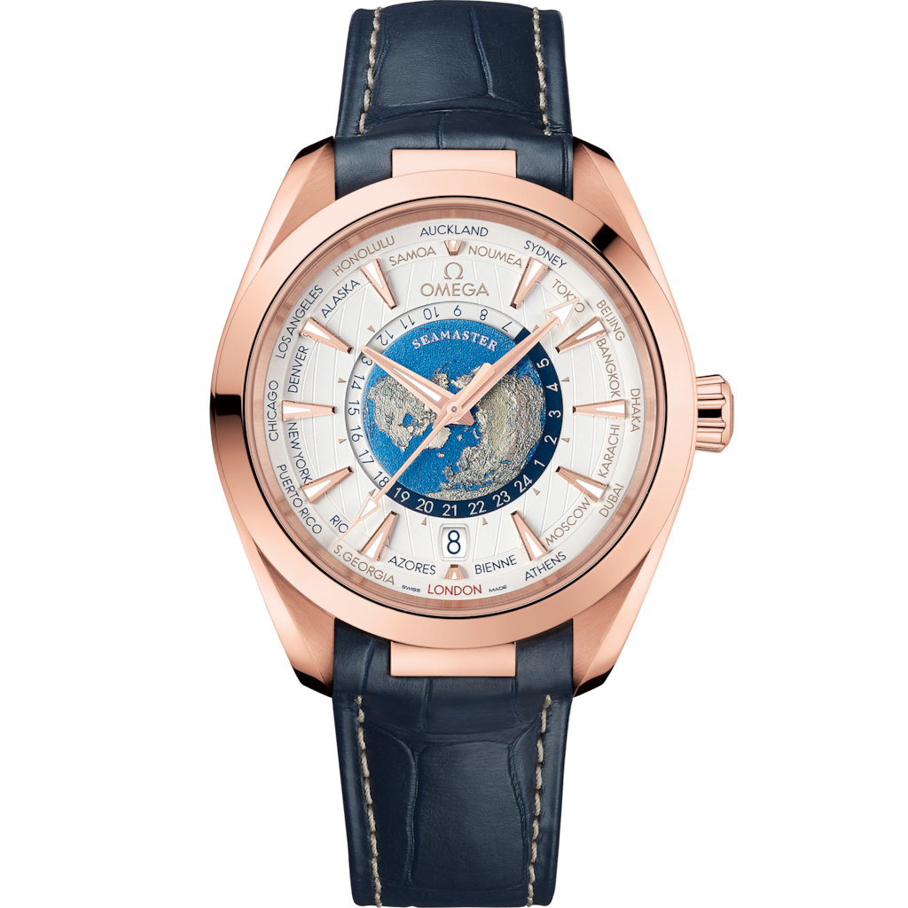 Omega Aqua Terra Co-Axial World Time Automatic Chronometer Silver Dial Watch 220.53.43.22.02.001