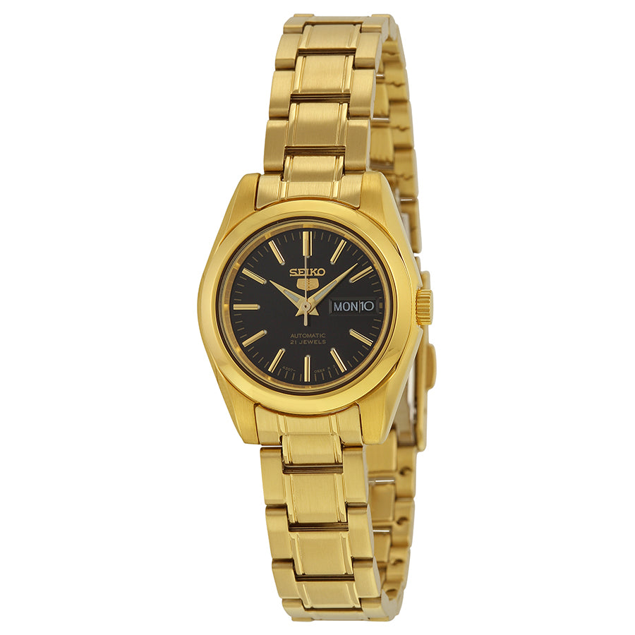 Reloj Seiko 5 Automatic Black Dial Gold-tone Dama SYMK22