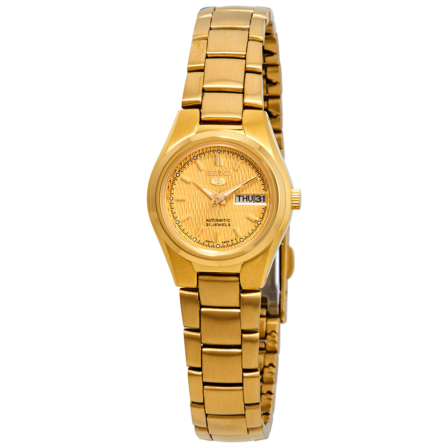 Reloj Seiko Series 5 Automatic Gold Dial Dama SYMC18