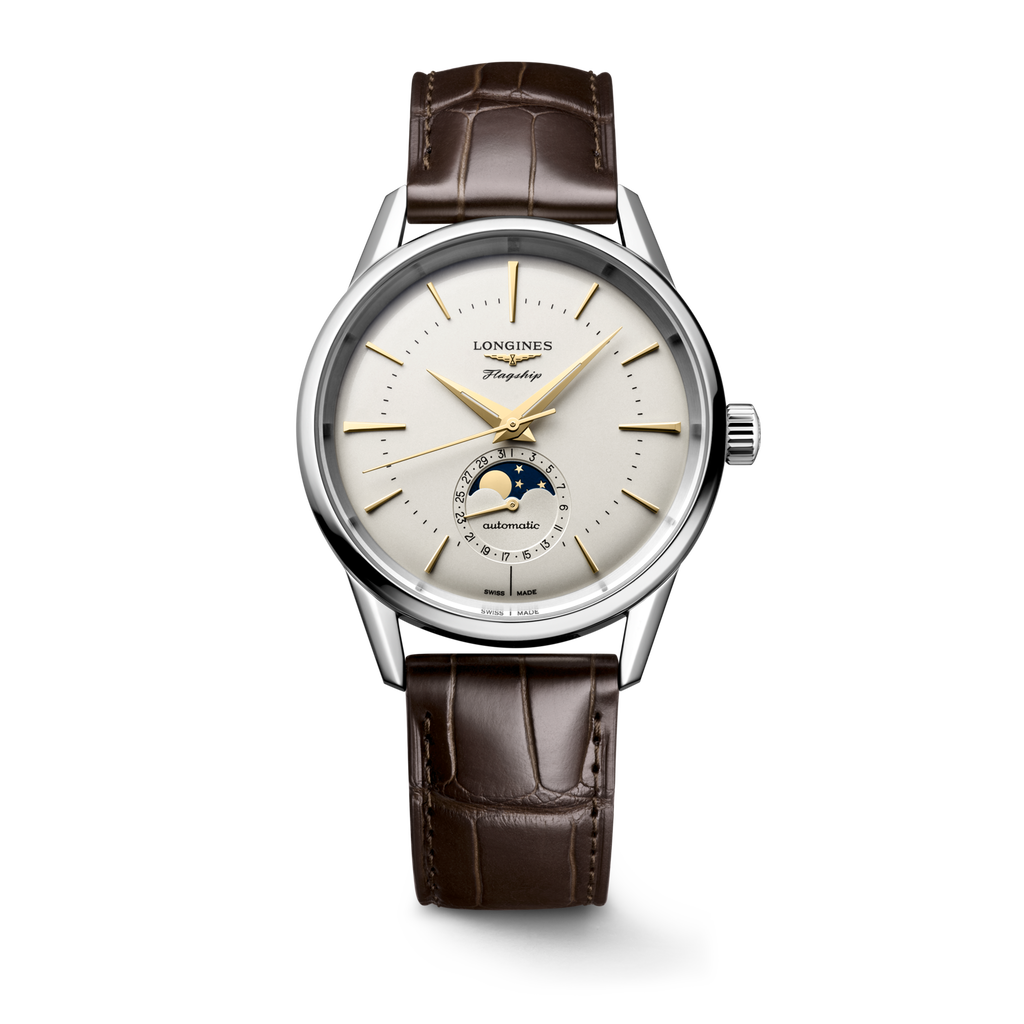 Reloj Longines Flagship Heritage Moonphase Automático Dial Marfil L4.815.4.78.2