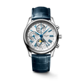 Reloj Longines Master Collection Chronograph Moonphase Automático Dial Plateado L2.673.4.71.2