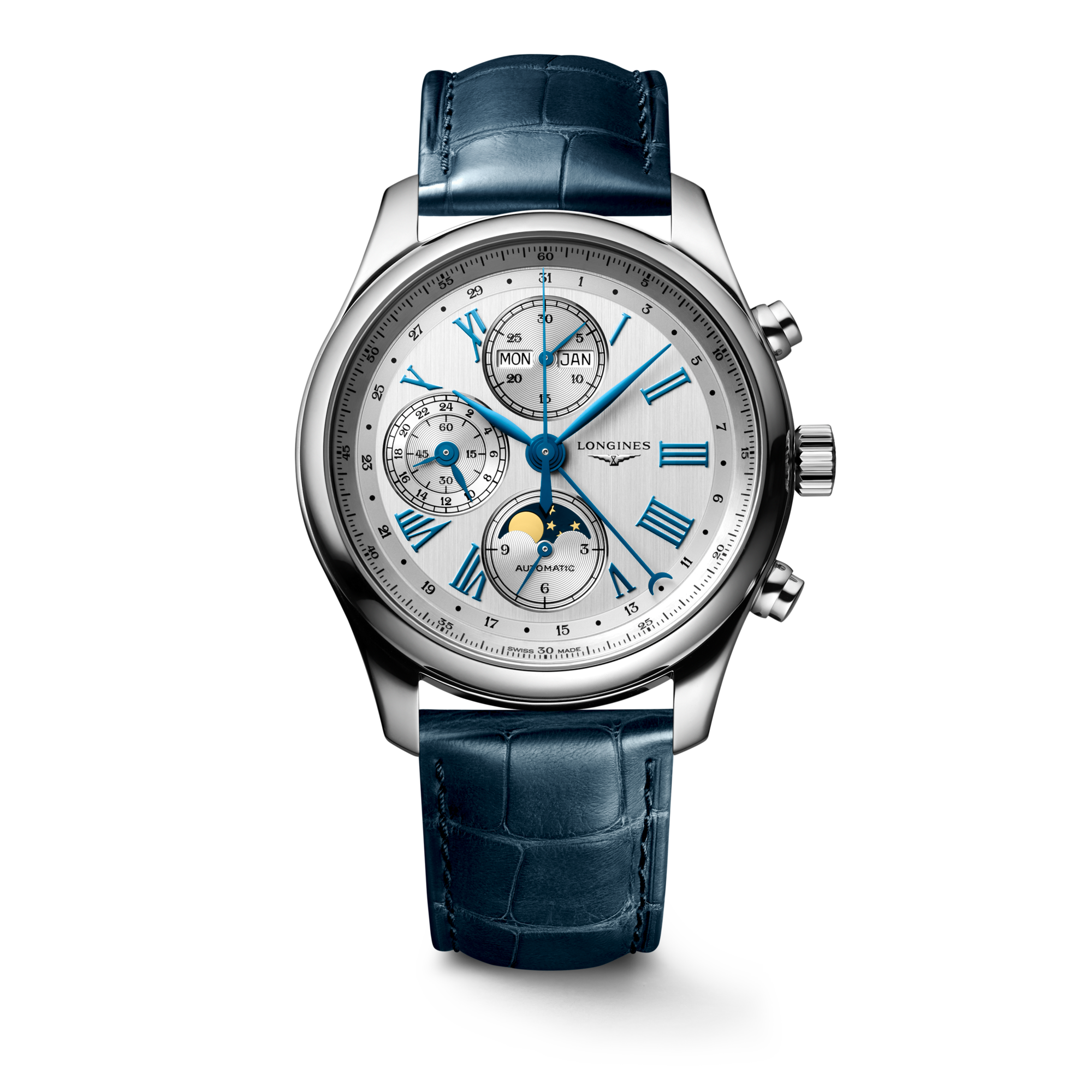 Reloj Longines Master Collection Chronograph Moonphase Dial Plateado L2.773.4.71.2