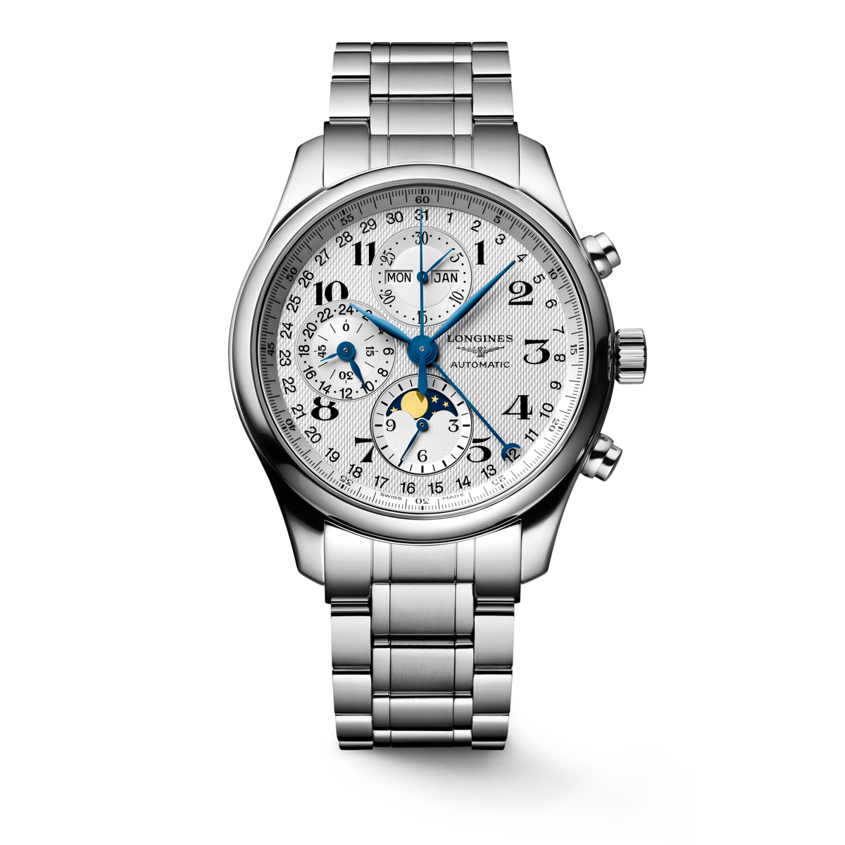 Reloj Longines Master Collection Chronograph Moonphase Automático Brazalete Acero L2.773.4.78.6
