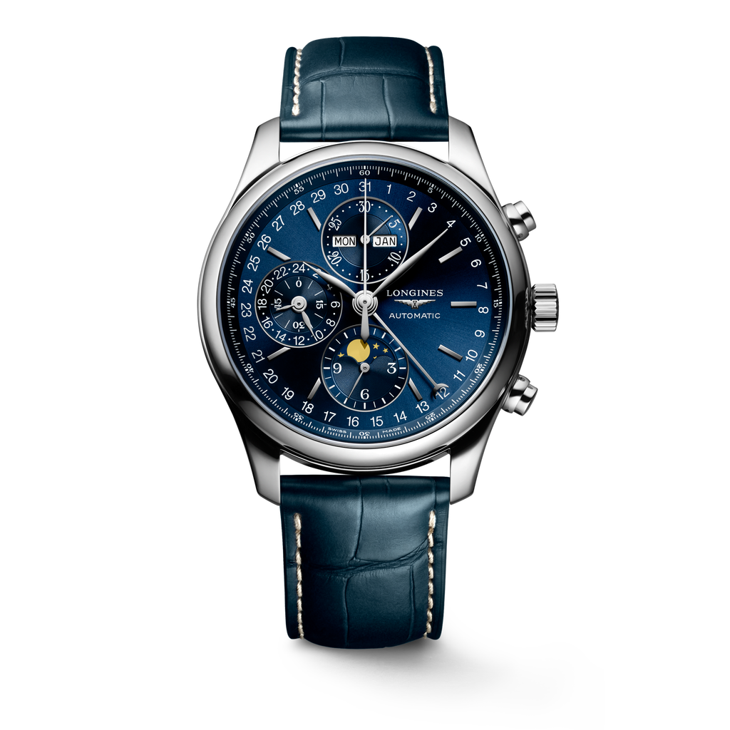 Reloj Longines Master Collection Chronograph Moonphase Automático Dial Azul L2.773.4.92.0