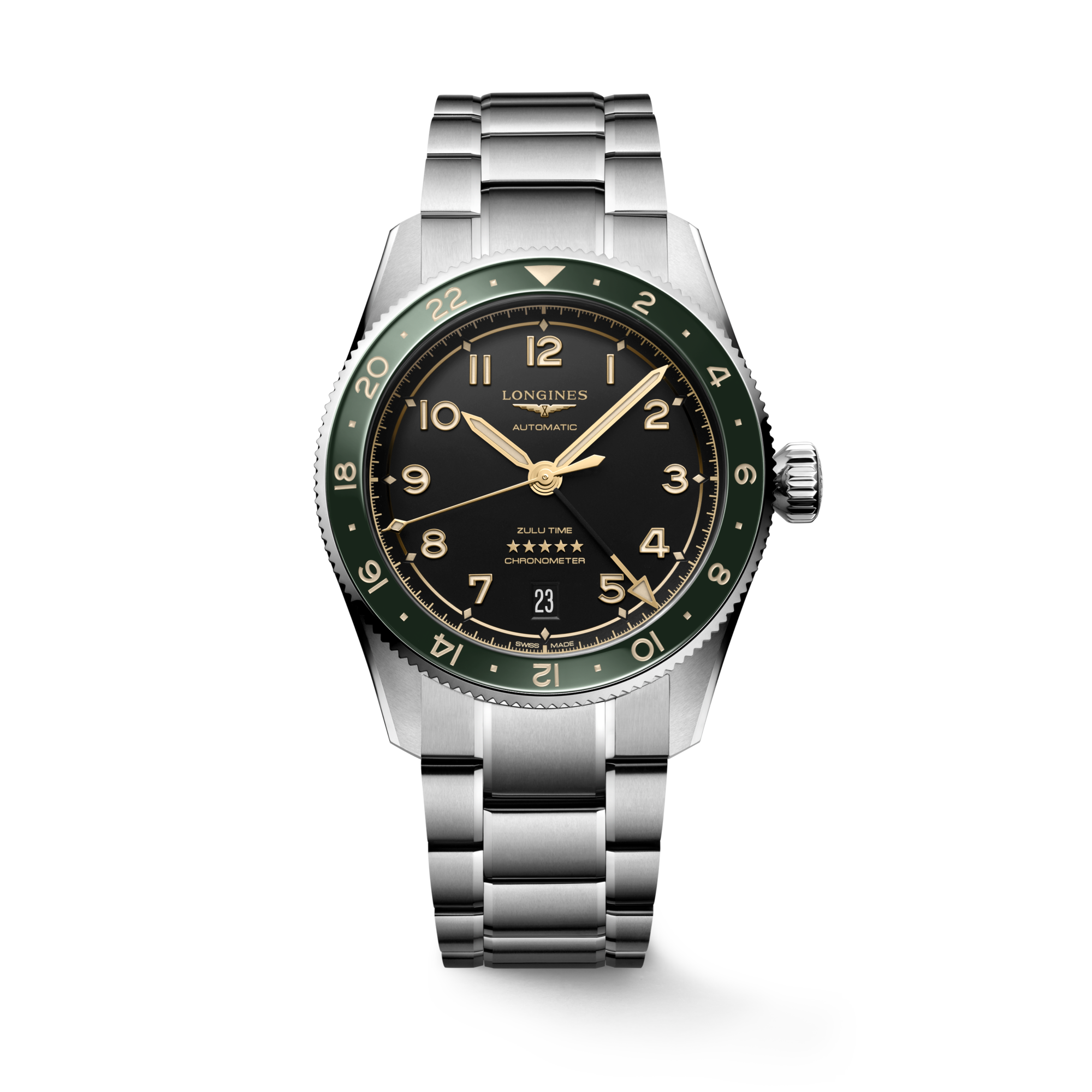 Reloj Longines Spirit Zulu Time Automático Dial Antracita L3.802.4.63.6